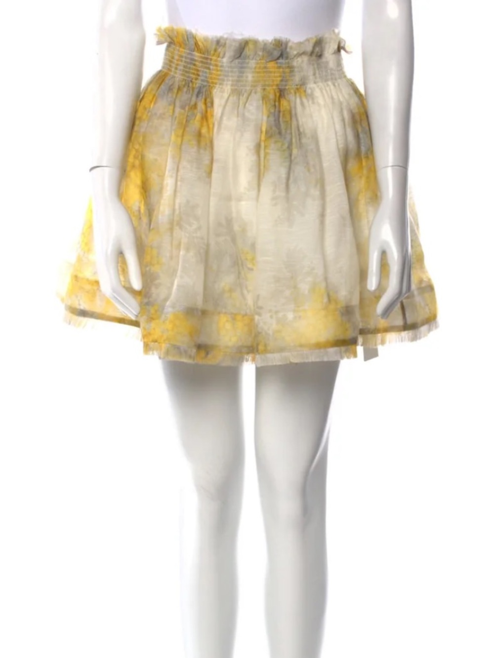 ZIMMERMANN Silk Yellow and Cream Floral Skirt